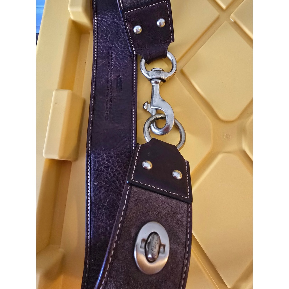 Coach Signature Jacquard Leather Belt Strap‎ Silver Buckle Women - Picture 3 of 5
